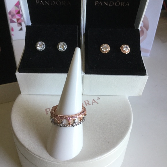 Pandora Enchanted Crown Ring Set Rose & Silver - Picture 1 of 8
